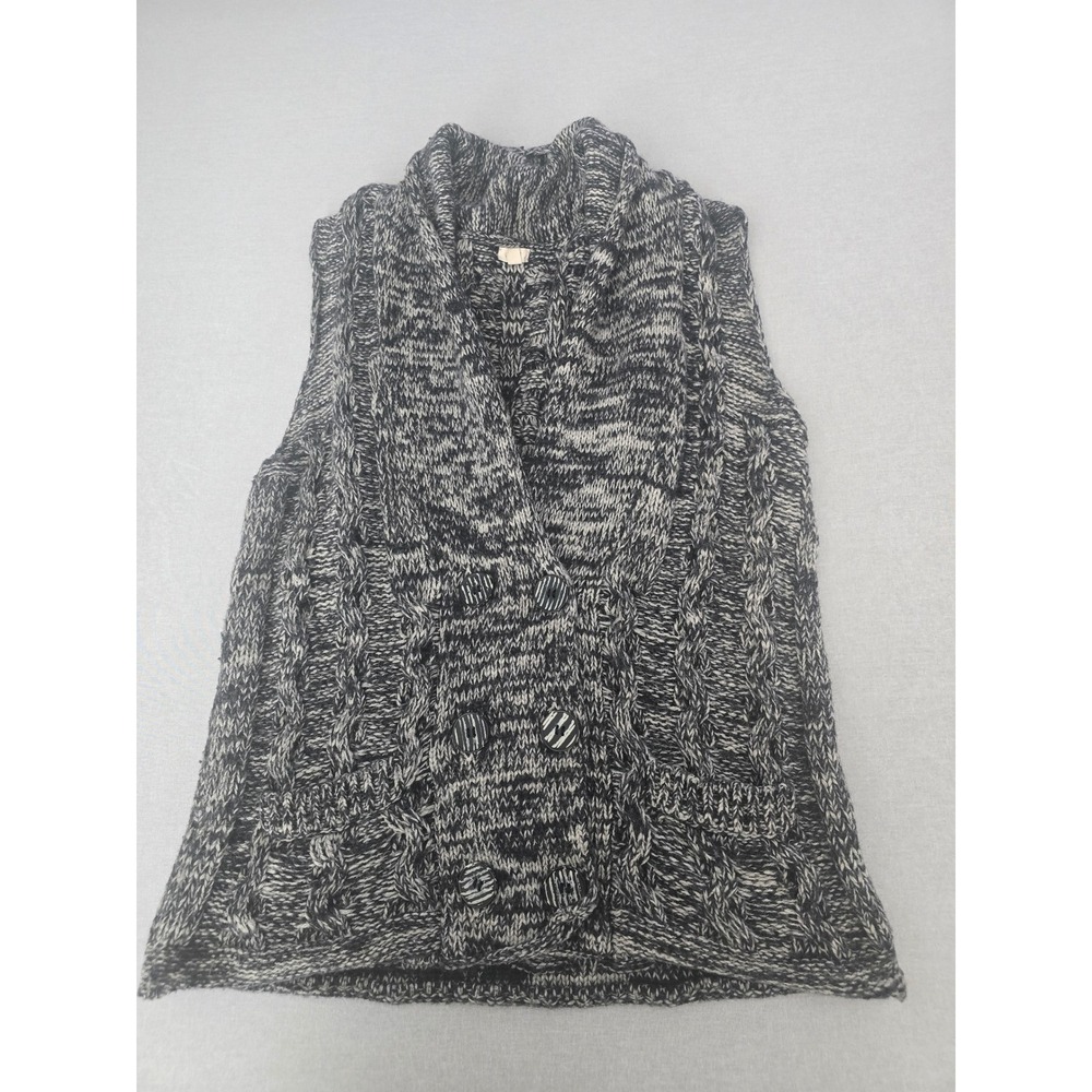 J Crew Cable Knit Sleeveless Vest Sweater Women Large Button Front Wool Cashmere